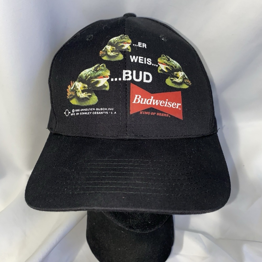 Vintage 90s Budweiser Frogs Stanley Desantis Snapback Hat 1995 Anheuser Busch